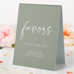 Plaque De Table Moderne minimaliste Sage Vert Mariage Faveurs