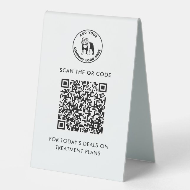 Plaque De Table Moderne Simple QR Code et Business Logo Vet Tech (Recto)