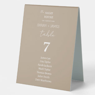 Plaque De Table Moderne Taupe la nuit avant le siège Mariage