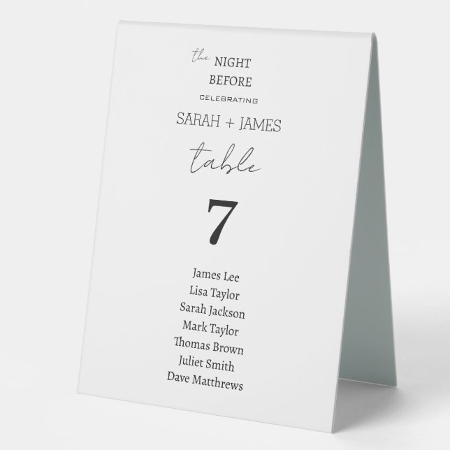 Plaque De Table Moderniser la nuit avant le Mariage (Recto)