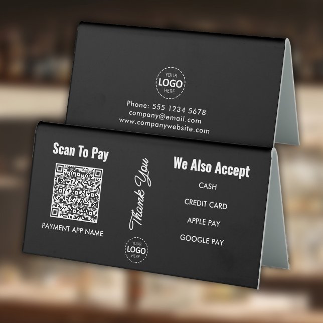 Plaque De Table Modes de paiement personnalisés noir (Créateur téléchargé)