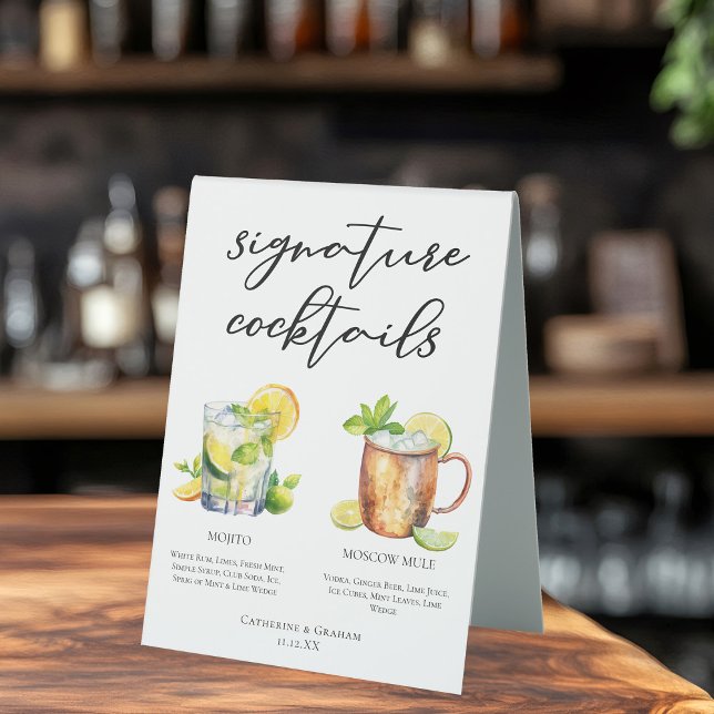 Plaque De Table Mojito Moscow Mule Signature Cocktails Menu (Créateur téléchargé)
