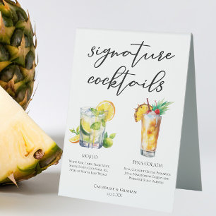 Plaque De Table Mojito Piña Colada Signature Cocktails Menu