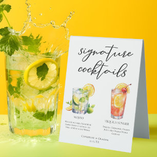 Plaque De Table Mojito Tequila Sunrise Mariage Cocktails Menu
