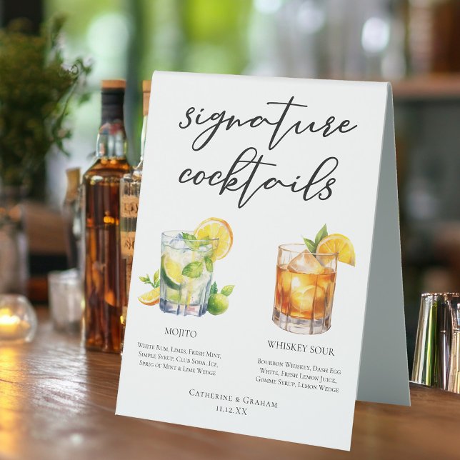 Plaque De Table Mojito Whiskey Sour Signature Cocktails Menu (Créateur téléchargé)