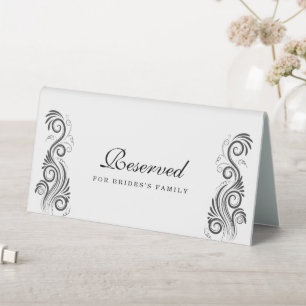 Plaque De Table Monogramme noir vintage Mariage Réservé