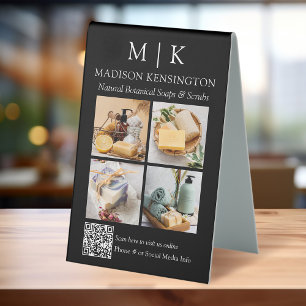 Plaque De Table Monogramme ou ajouter un logo Business QR Code 4 P