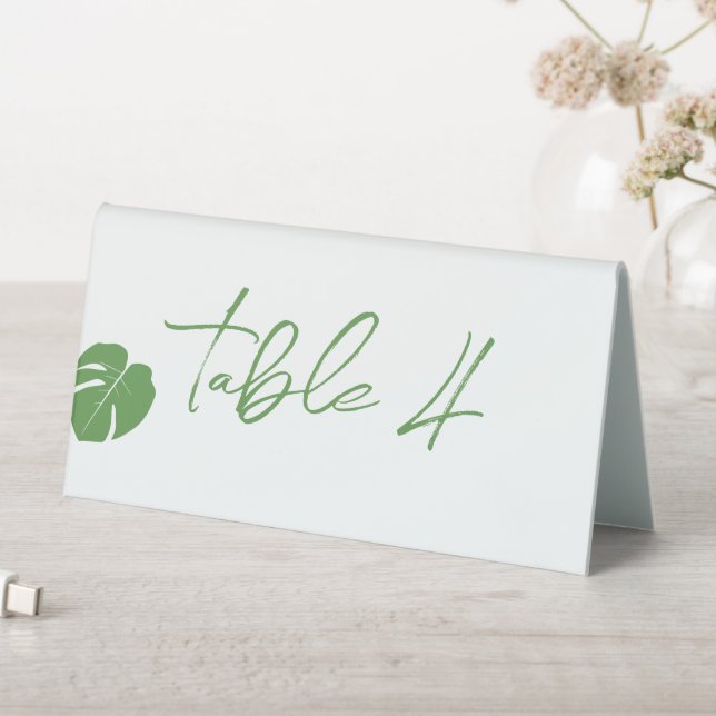 Plaque De Table Monstera Mini ・ Numéro de table moderne ・ Vert feu (En SItu (Tableau))