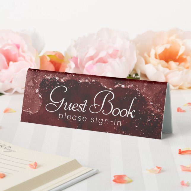 Plaque De Table Moody Agate | Henna Blood Red Garnet Livre d'or (In SItu (Mariage))