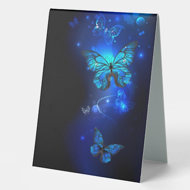 Plaque De Table Morpho Butterfly in the Dark Background (Recto)