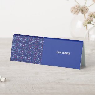 Plaque De Table Motif géométrique pixel traditionnel en bleu foncé