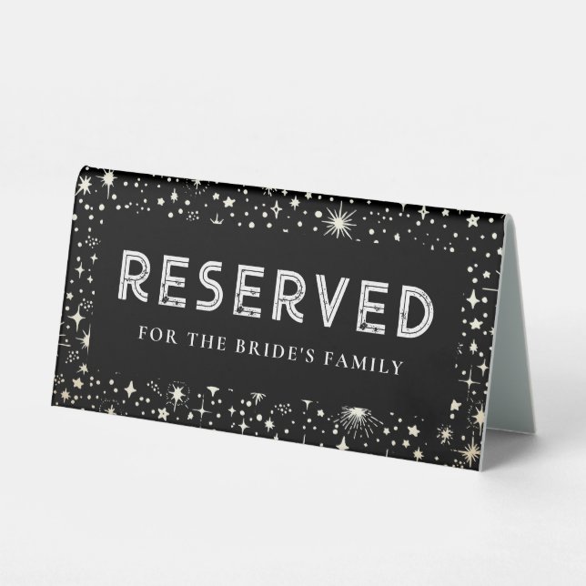 Plaque De Table Night Sky Stars Black Mariage Réservé (Recto)