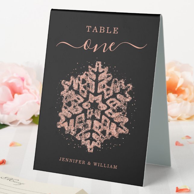 Plaque De Table Noël d'hiver Mariage de vacances Rose Gold Noir (In SItu (Mariage))