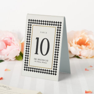 Plaque De Table Noir et Or sur damier ivoire Jazz Border