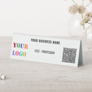 Plaque De Table Nom du logo de l'entreprise personnalisée Code QR 