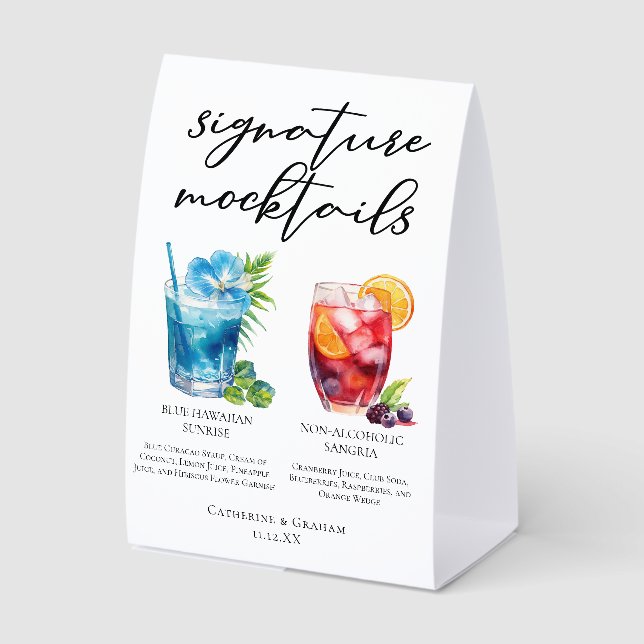 Plaque De Table Non-Alcoholic Beach Wedding Mocktails (Recto)