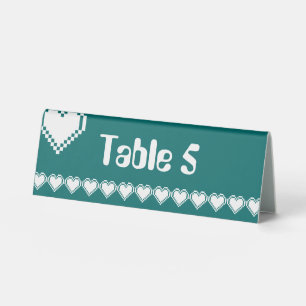 Plaque De Table Notre panneau de table en forme de cœurs 8 bits en