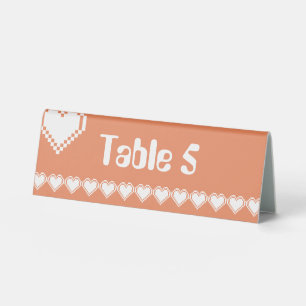 Plaque De Table Notre panneau de tente de table à cœurs 8 bits en 