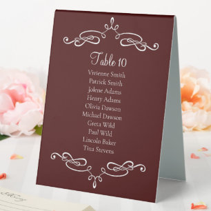 Plaque De Table Numéro de la table de tente de Bourgogne