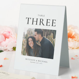 Plaque De Table Numéro de la table photo Mariage moderne Panneau d