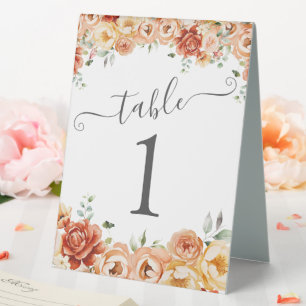 Plaque De Table Numéro de Mariage Floral Watercolor