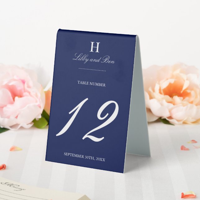 Plaque De Table Numéro de table de la Marine et du Mariage blanc t (In SItu (Mariage))