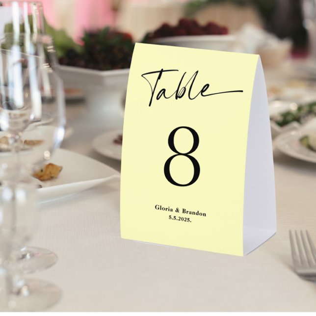 Plaque De Table Numéro de table de mariage couleur citron  (Créateur téléchargé)