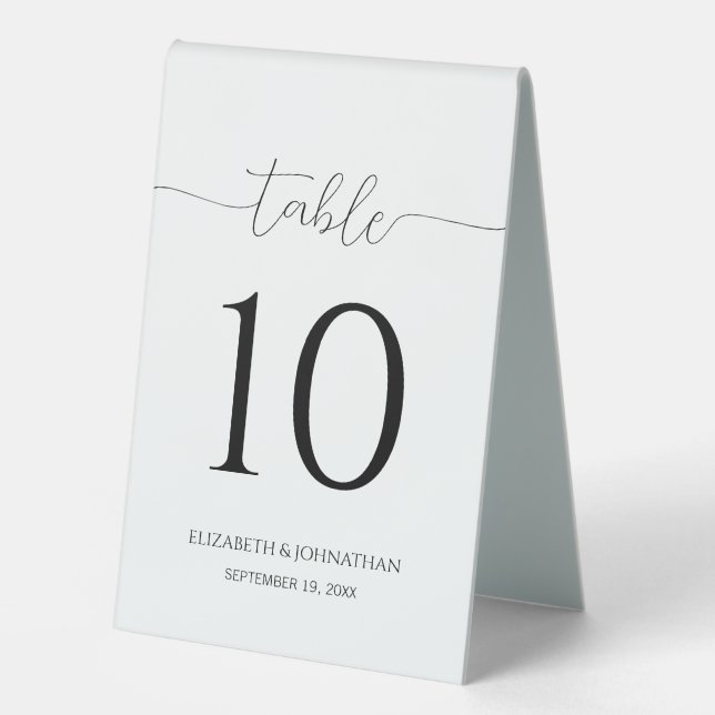 Plaque De Table Numéro de table de Mariage de script minimal simpl (Recto)