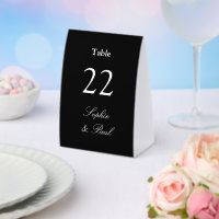 Numéro de table de mariage élégant noir