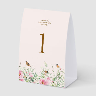 Plaque De Table Numéro de table de mariage élégant Pivoine Rose