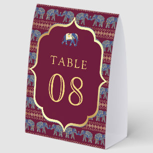 Plaque De Table Numéro de table de mariage indien éléphant de Bour