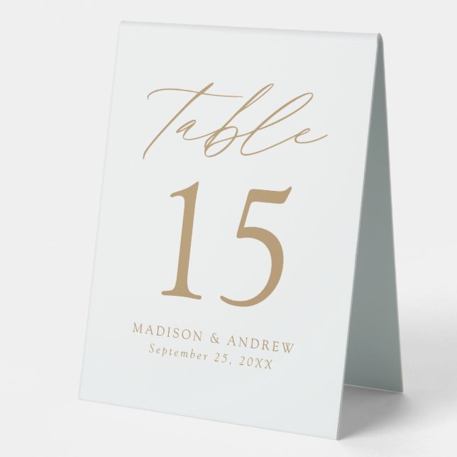 Plaque De Table Numéro de table du Mariage d'or moderne (Recto)