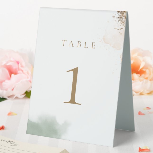 Plaque De Table Numéro de table Eucalyptus Or Végétal (In SItu (Mariage))