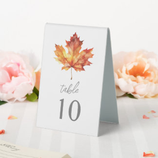 Plaque De Table Numéro de table Feuille de Mariage d'automne