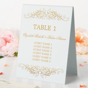 Plaque De Table Numéro de table mariage avec liste d'invités