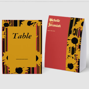 Plaque De Table Numéro de Table Mariage Été Or Tournesol Rouge