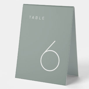 Plaque De Table Numéro de table minimaliste moderne vert olive
