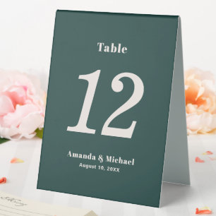Plaque De Table Numéro de table minimaliste simple Emerald Green