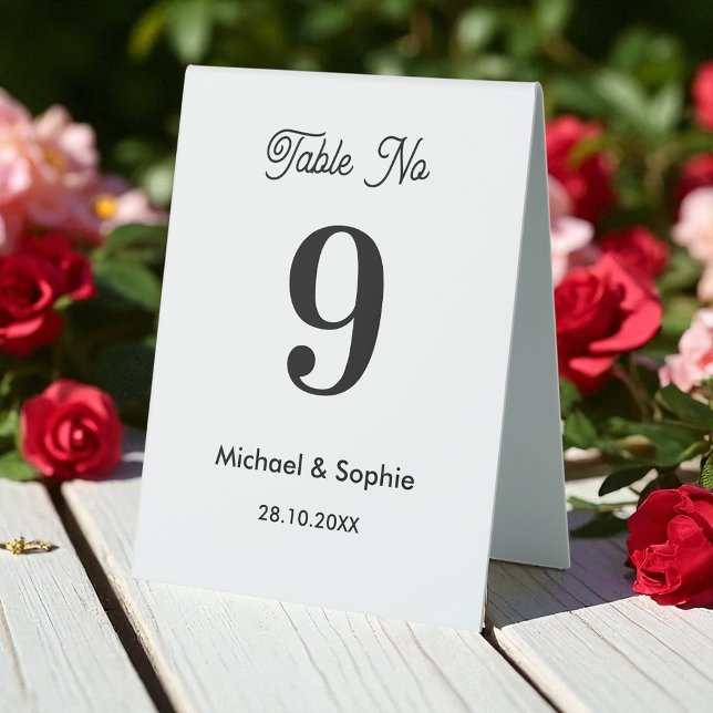 Plaque De Table Numéro de table noir blanc Mariage (Créateur téléchargé)