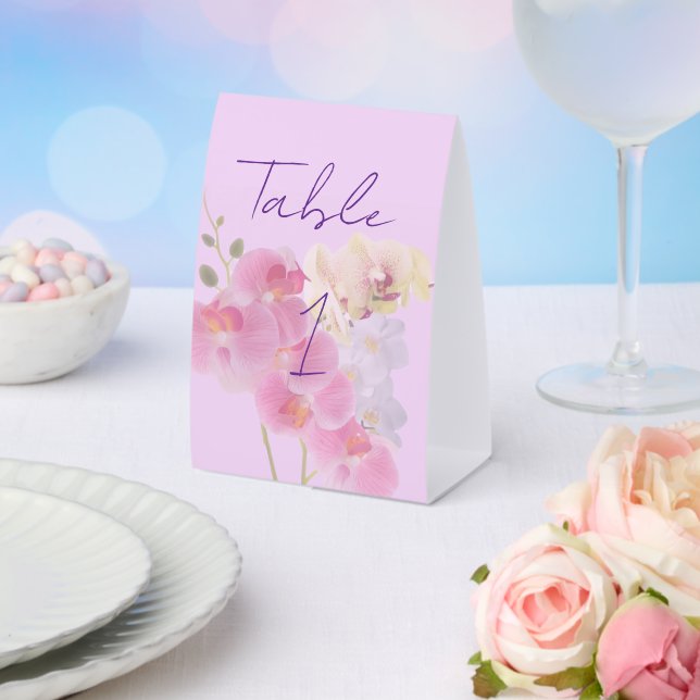 Plaque De Table Numéro de table orchidée pastel (Insitu (mariage))