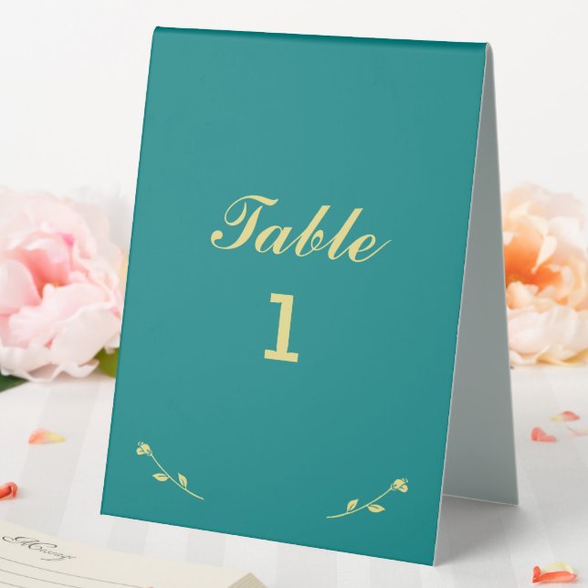 Plaque De Table Numéro de table turquoise et Gold (In SItu (Mariage))
