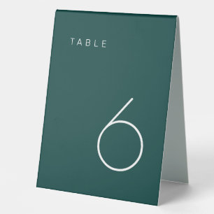 Plaque De Table Numéro de table vert émeraude minimaliste moderne