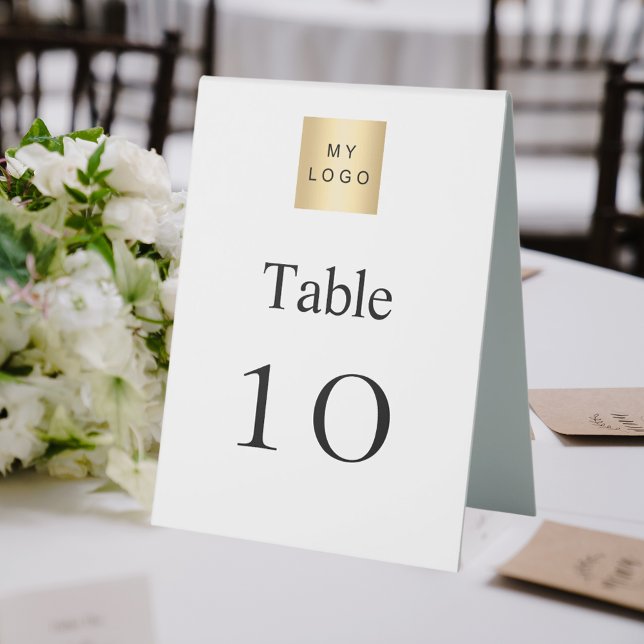 Plaque De Table Numéro de tableau du logo de l'entreprise noir (Créateur téléchargé)