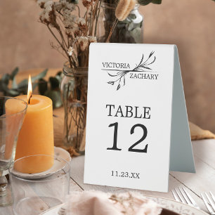 Plaque De Table Numéro de tableau du Mariage du monogramme de la f