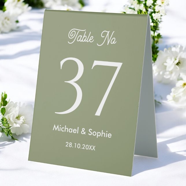 Plaque De Table Numéro de tableau Mariage vert Sage (Créateur téléchargé)