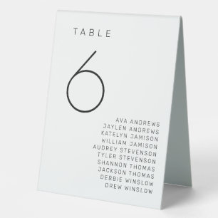 Plaque De Table Numéro minimaliste de table noire et blanche moder