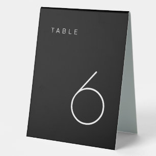 Plaque De Table Numéro minimaliste de table noire et blanche moder