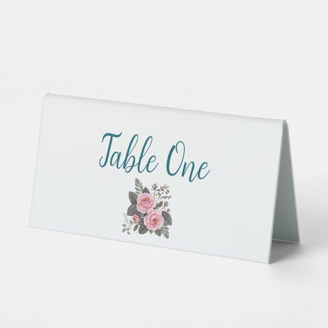 Plaque De Table Numéros de table de mariage floraux rose (Recto)