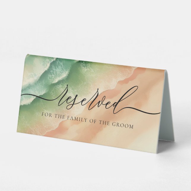 Plaque De Table Ocean Beach Mariage d'été Réservation (Recto)