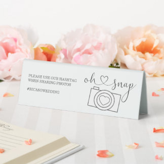Plaque De Table Oh Snap Wedding Photo Hashtag Personalized